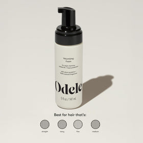 Odele foam applied to damp hair at roots, giving instant lift