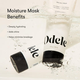 Before and after hair comparison with Odele showing smoother, shinier strands after use