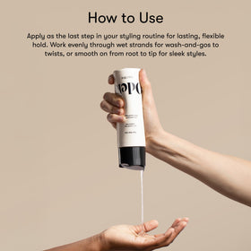 Odele flex hair gel finished dry style, showing natural shine and flexible hold