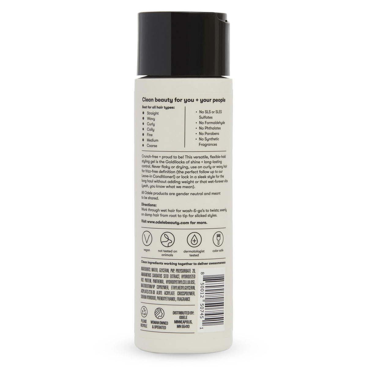 Odele flex hair gel on bathroom shelf in lifestyle scene, signals daily routine fit