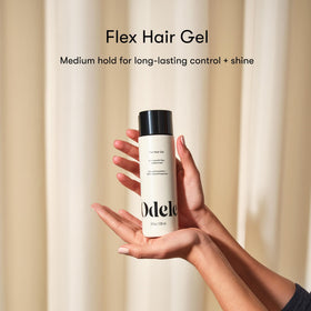 Odele flex hair gel open jar texture close-up demonstrating creamy, spreadable formula