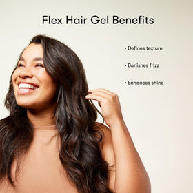 Odele flex hair gel on damp curls, highlighting defined clumps and frizz control