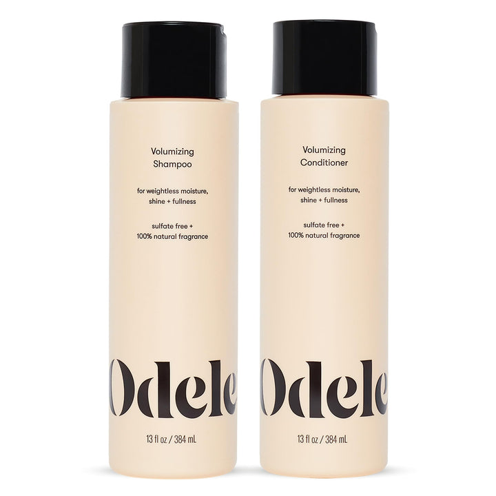 Odele front packaging showing volumizing set and clean formula benefits