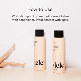 Odele before and after hair showing added lift and fuller-looking results