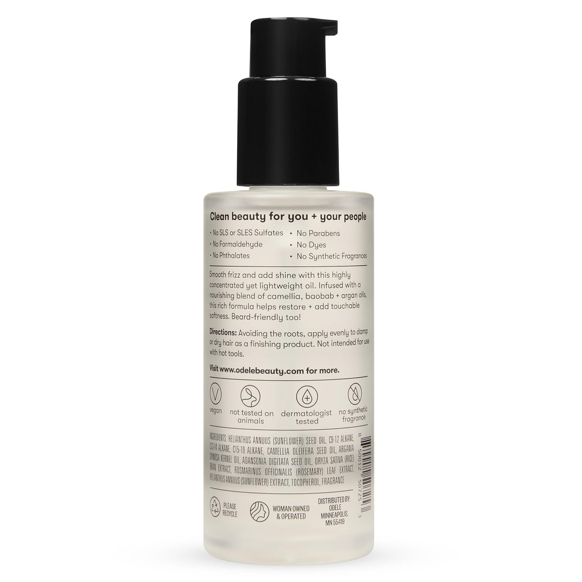 Odele bottle on bathroom shelf lifestyle shot showing travel-ready convenience