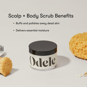 Odele scalp massage in shower showing buildup removal and invigorating effect