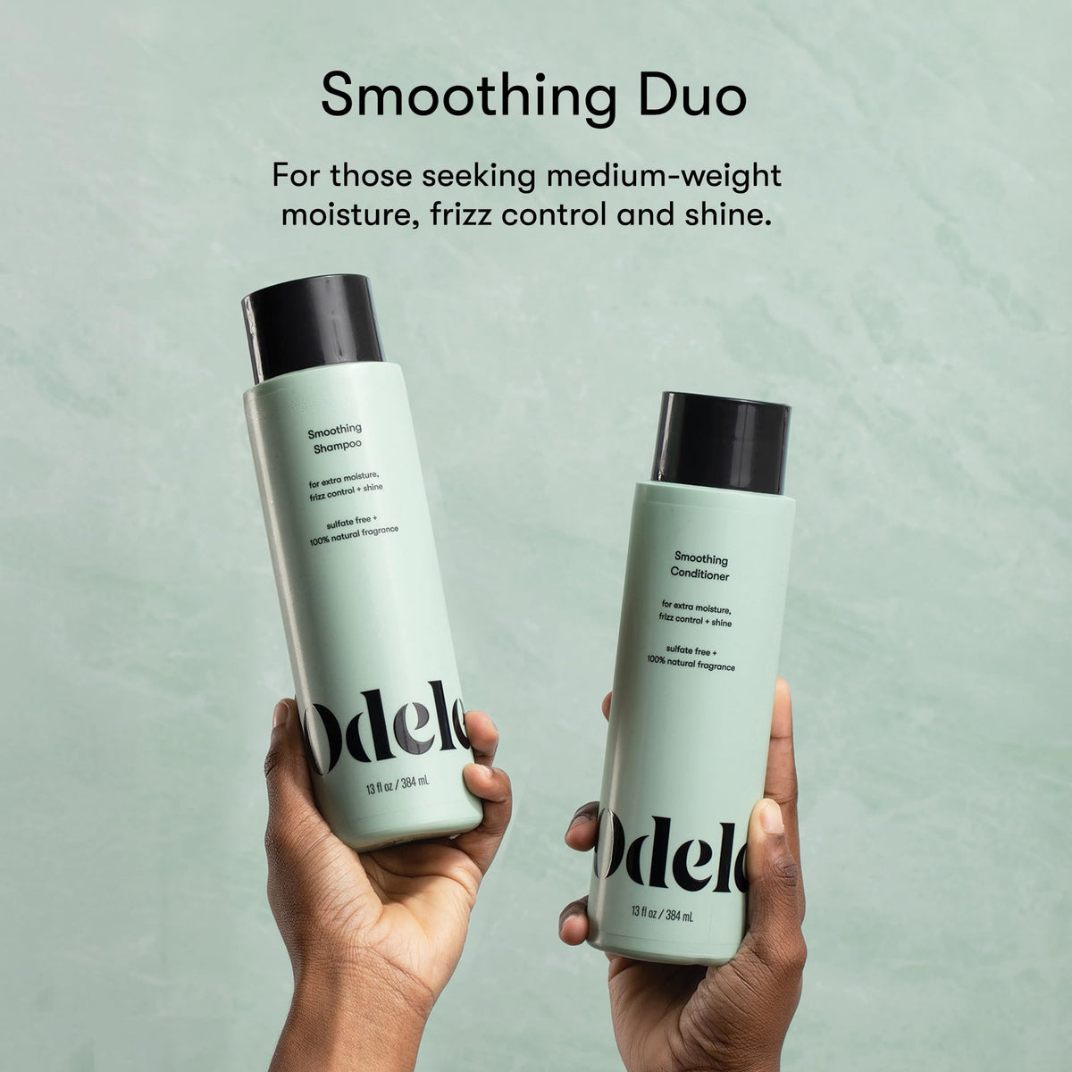 Odele shampoo pump close-up highlighting sulfate-free formula