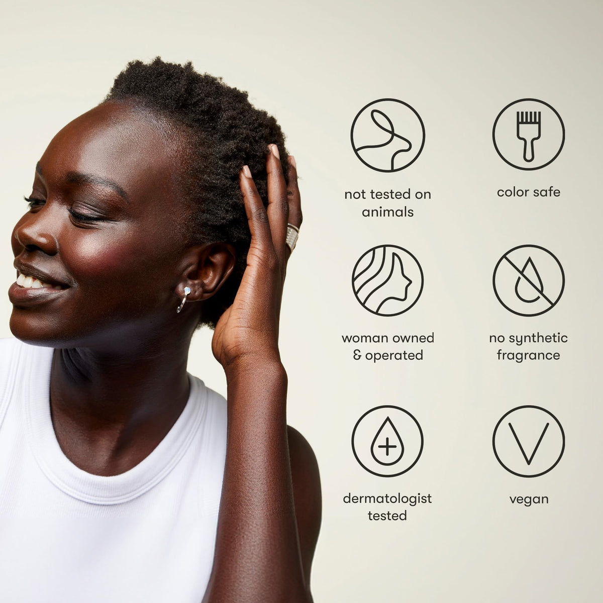 Odele shampoo with cucumber and ylang-ylang showing natural scent benefit