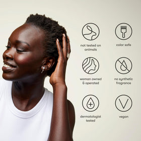 Odele shampoo with cucumber and ylang-ylang showing natural scent benefit