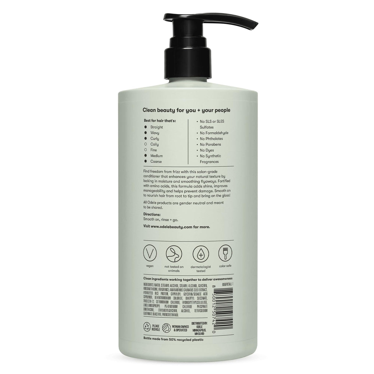 Odele smoothing conditioner on bathroom shelf styled for a clean aesthetic and everyday use benefit