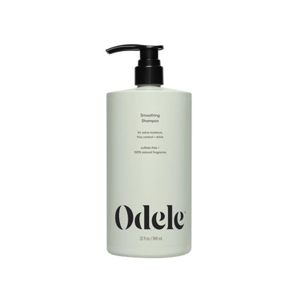 Odele bottle front packaging showing label and benefit for smoother hair