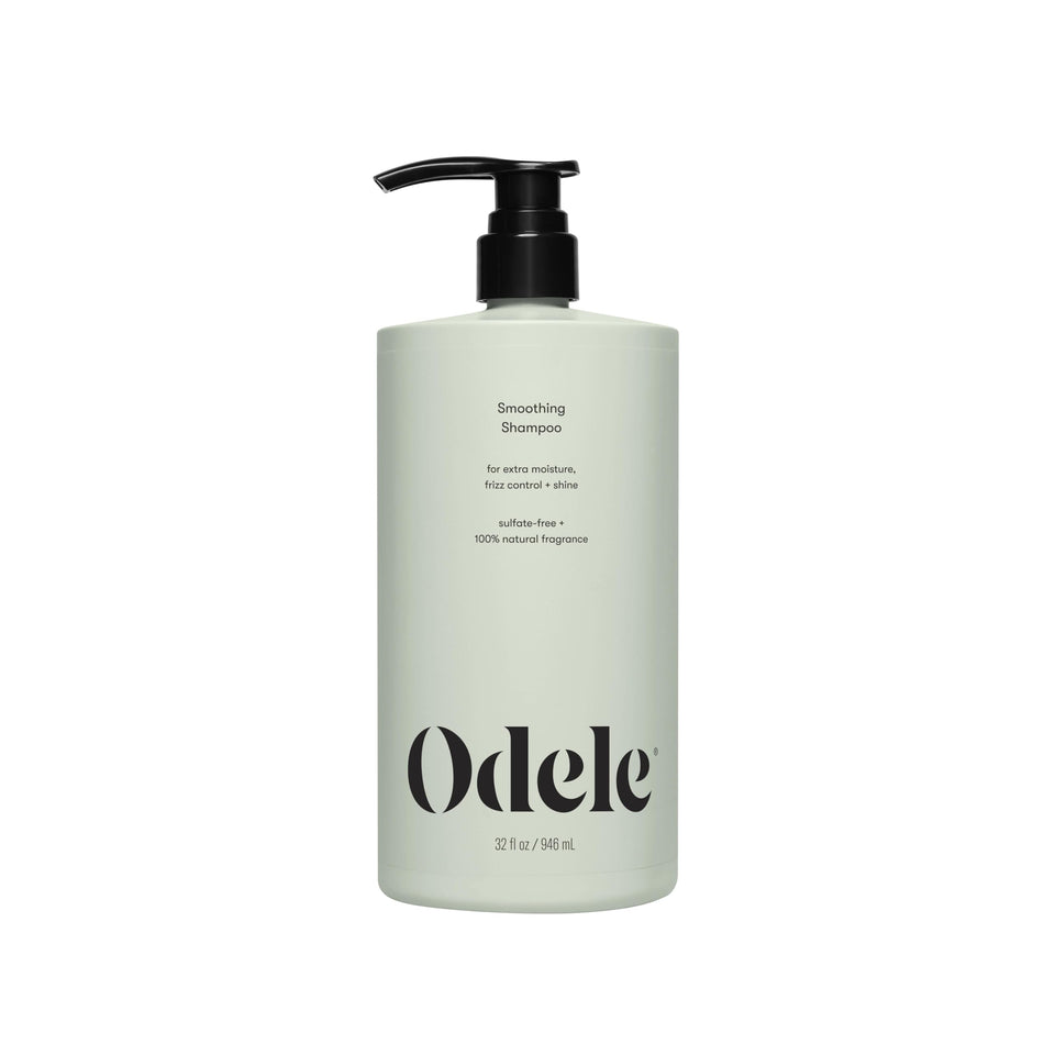 Odele bottle front packaging showing label and benefit for smoother hair
