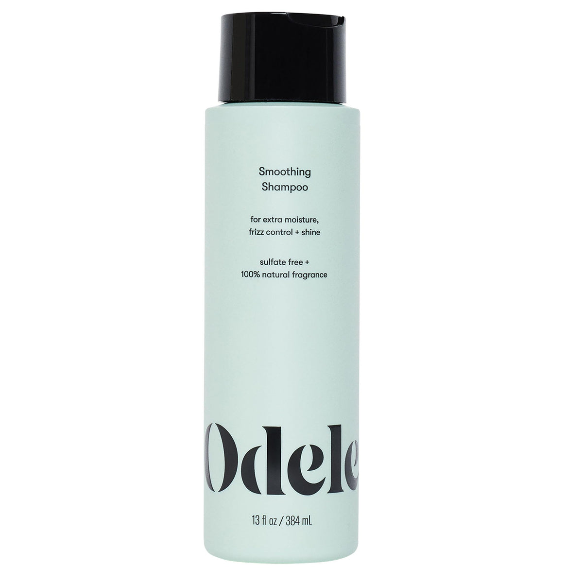 Odele smoothing shampoo front bottle showing label and benefits for glossy hair