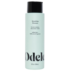 Odele smoothing shampoo front bottle showing label and benefits for glossy hair