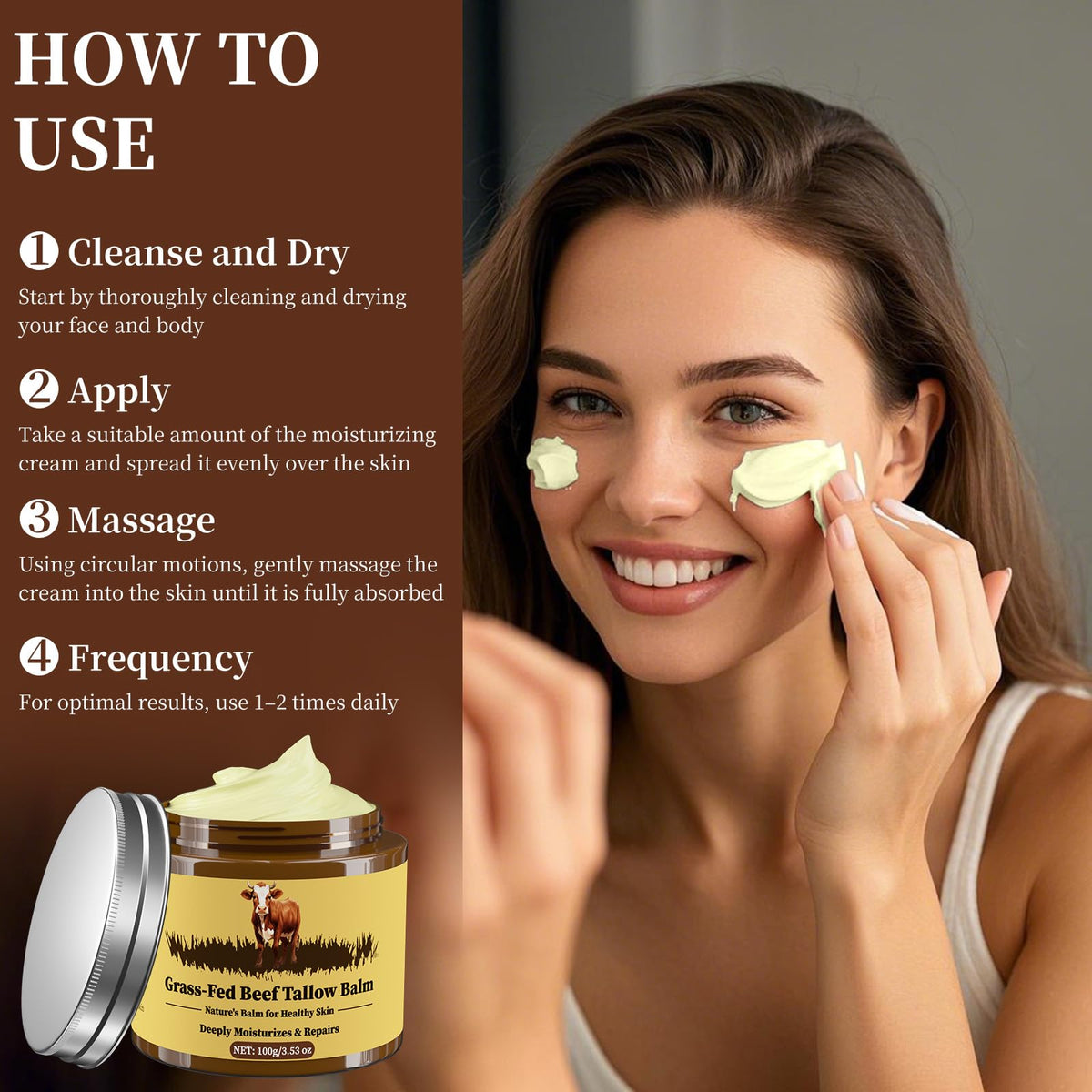 Oebitor balm spread on hand demonstrating quick absorption and soft finish