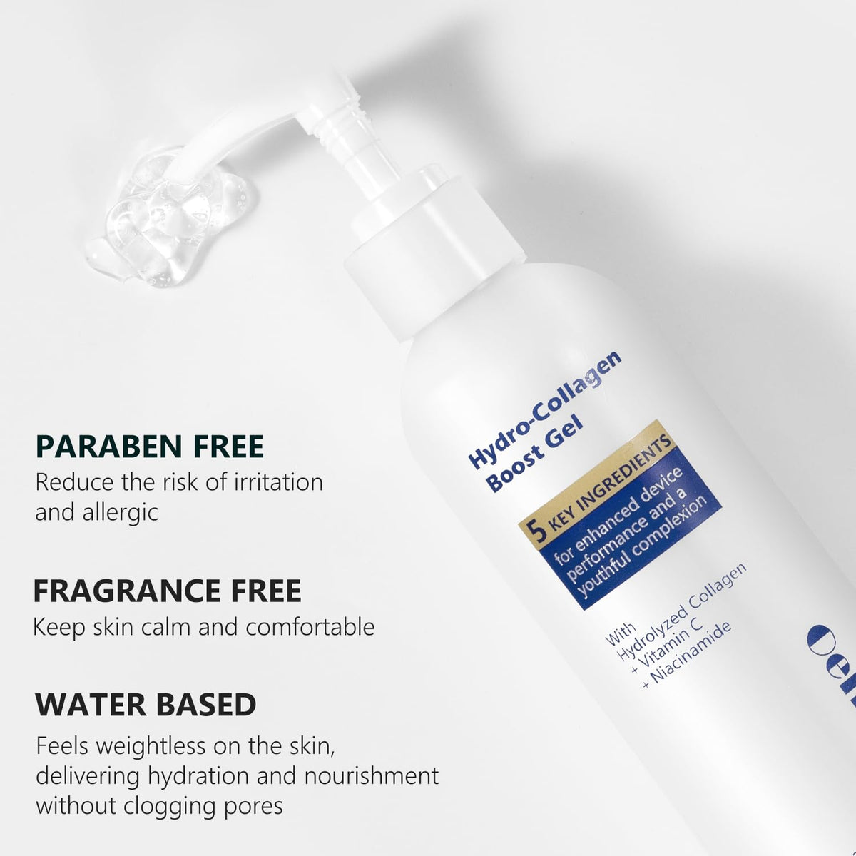 Oeneis label closeup highlighting hydrolyzed collagen, niacinamide, hyaluronic acid benefits