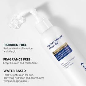 Oeneis label closeup highlighting hydrolyzed collagen, niacinamide, hyaluronic acid benefits