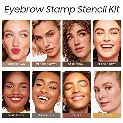 OETUIOW stamp in use on model demonstrating fast, even brow coverage