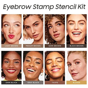 OETUIOW stamp in use on model demonstrating fast, even brow coverage