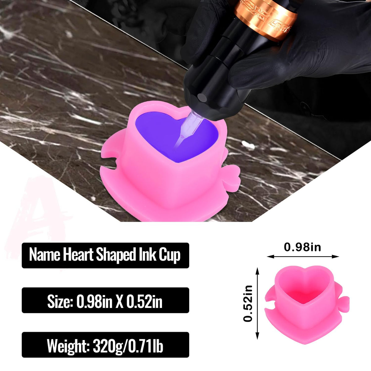 OFEYLE close-up of heart shape detail for easier needle access and control