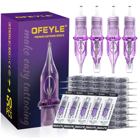 ofeyle front package showing 50 sterilized cartridges and label, professional convenience