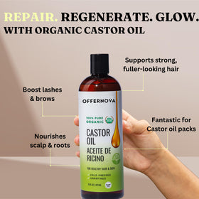 Scalp massage with Offernova castor oil promoting healthier hair feel