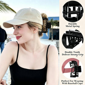OFIGAS close-up of hollow teeth design, highlights hat-friendly fit and hair protection