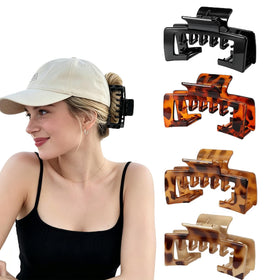 OFIGAS front view of four trucker claw clips, shows durable pack and colors, practical