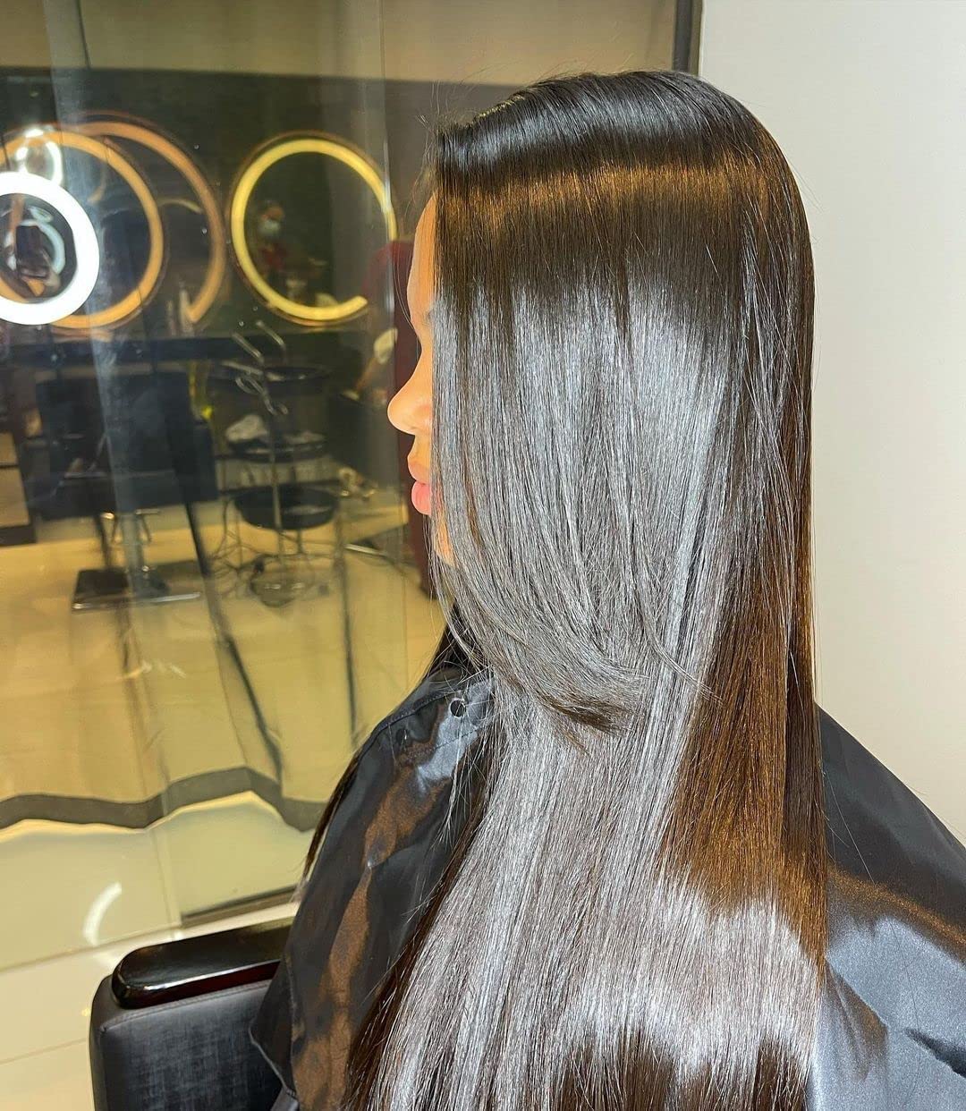 OGC Cosmetics before-and-after hair comparison demonstrating frizz control benefit