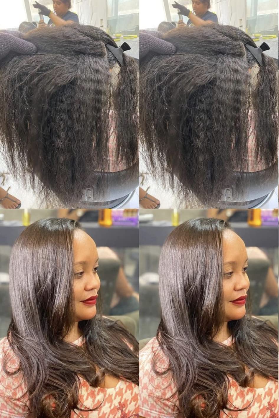 OGC Cosmetics strand flat-ironed to show sealed smooth cuticle benefit