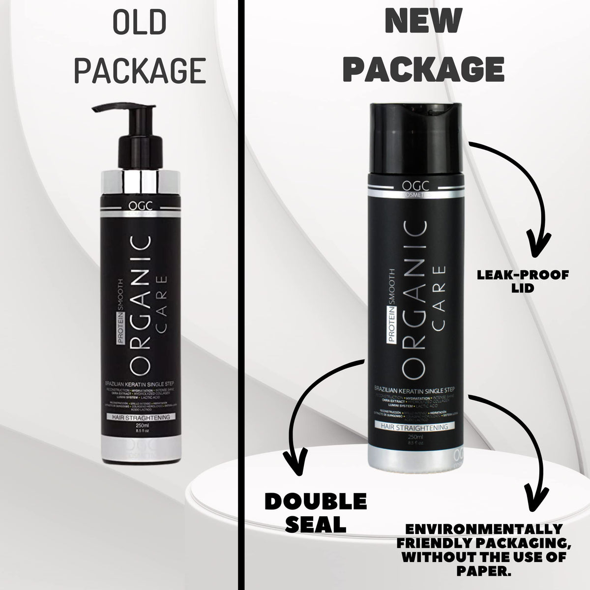 OGC Cosmetics finished hairstyle in lifestyle setting showing sleek shine benefit