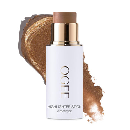 Ogee front packaging showing amethyst stick and soft champagne shimmer finish