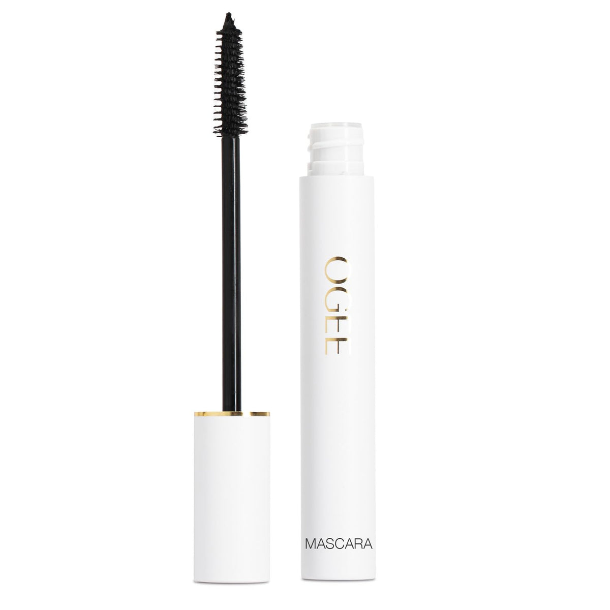 Ogee mascara front view showing sleek tube and organic label for clean beauty benefit
