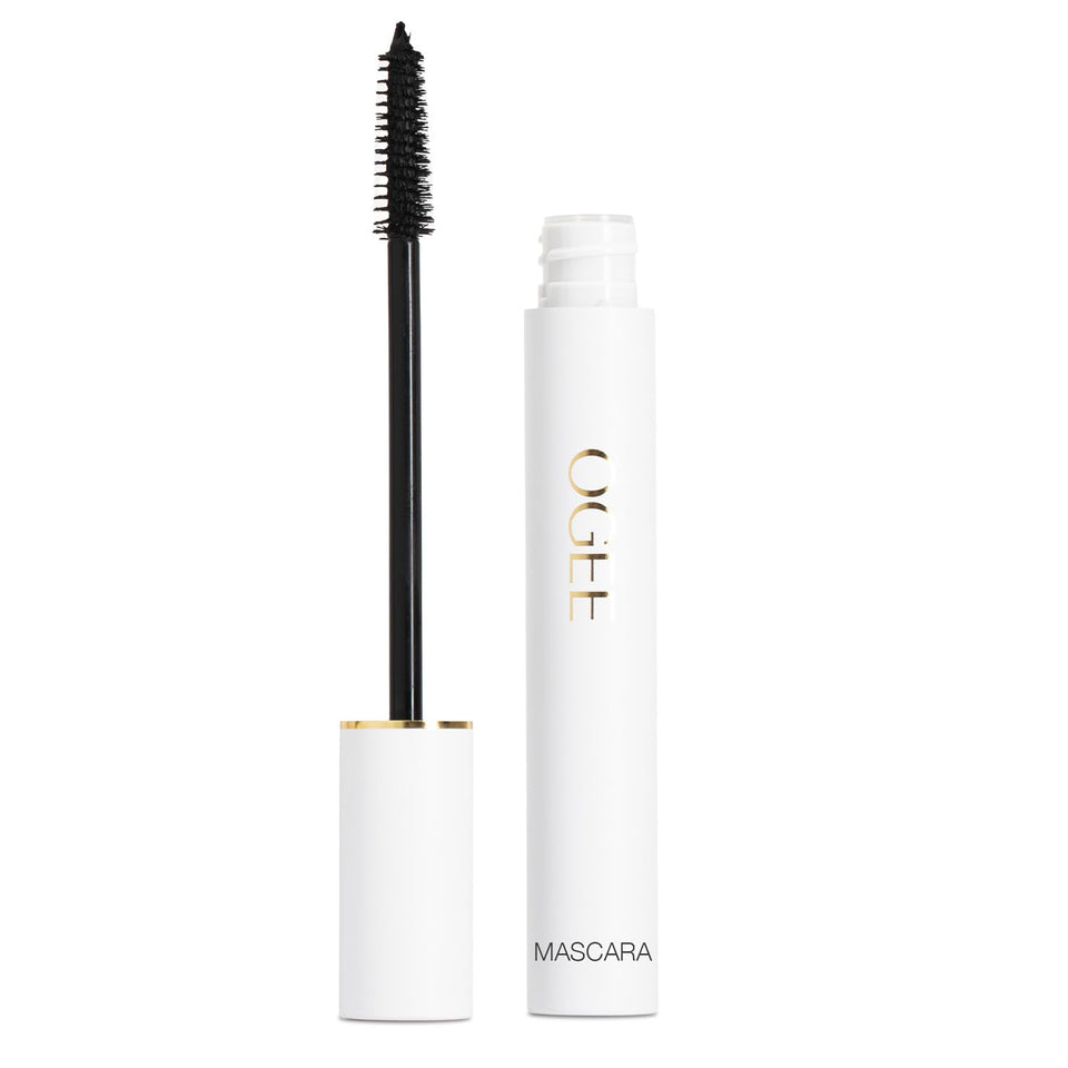 Ogee mascara front view showing sleek tube and organic label for clean beauty benefit