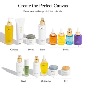 Ogee bottle placed with other skincare showing prep for serums and moisturizers