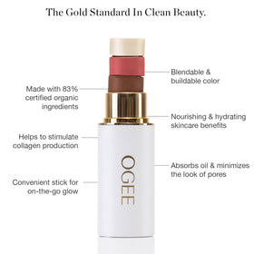 Ogee bronzer stick closed with label visible for quick identification