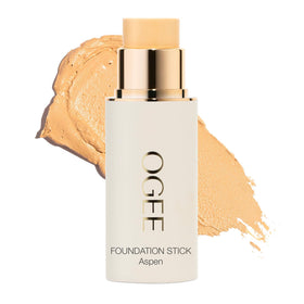 Ogee foundation stick front packaging showing compact design and shade label benefits