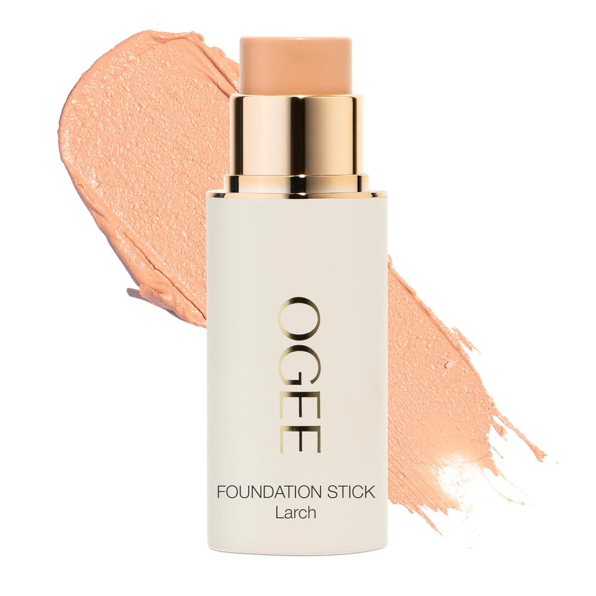 Ogee foundation stick front view showing sleek packaging and easy application benefit