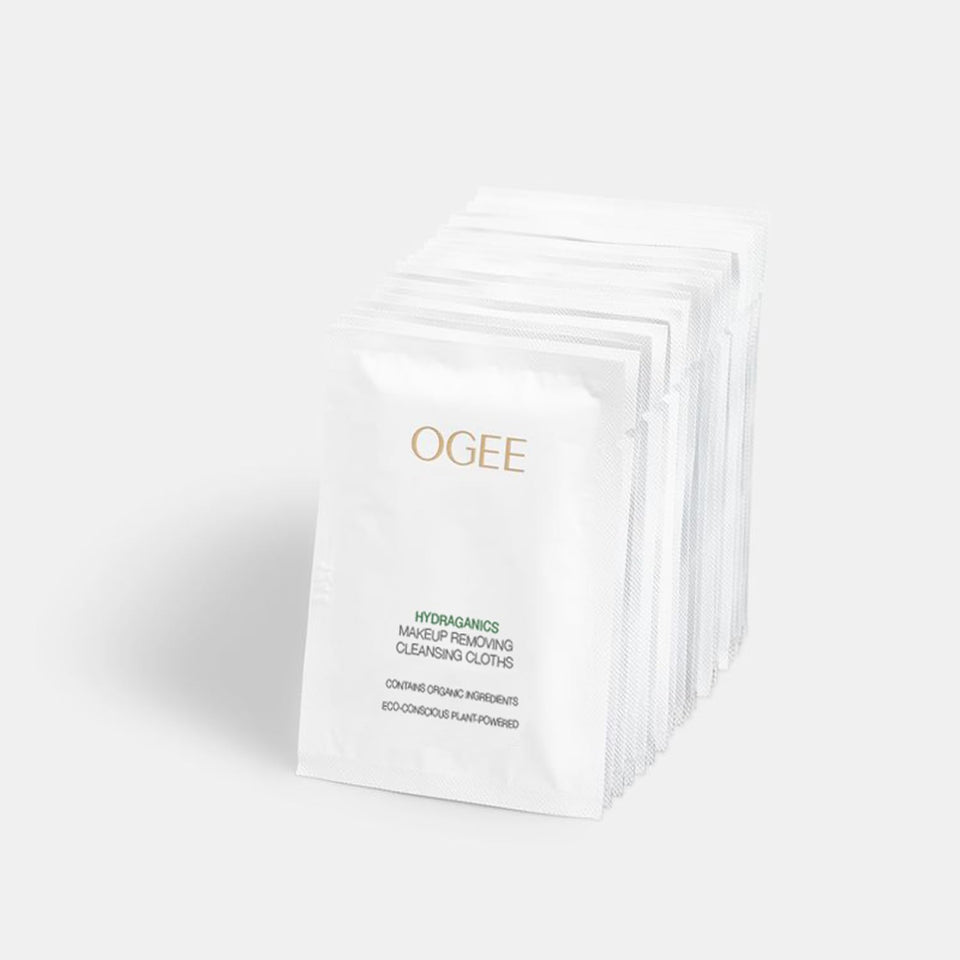 Ogee front packaging showing 20-count moisturizing wipes and clear benefits
