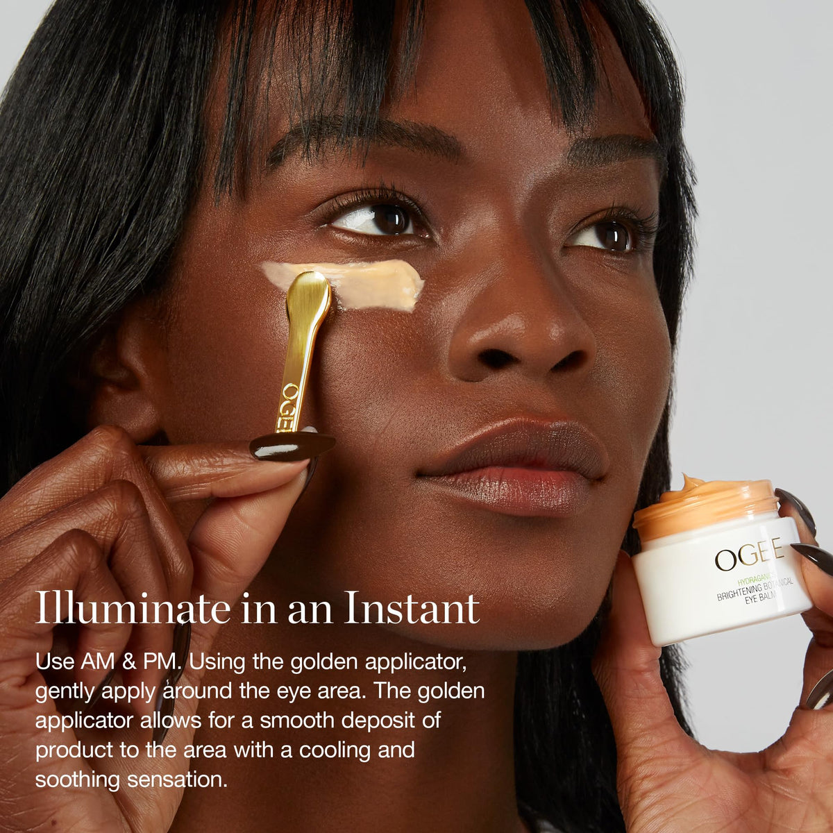 Ogee hyaluronic droplet detail showing hydration boost and smoothing effect