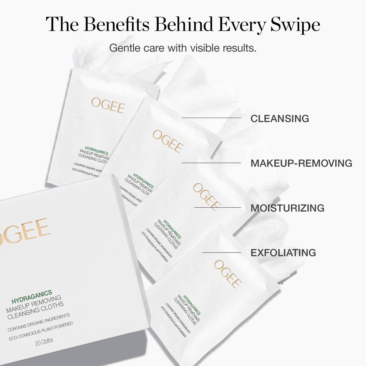 Ogee jojoba oil and aloe vera ingredient display for nourishing hydration