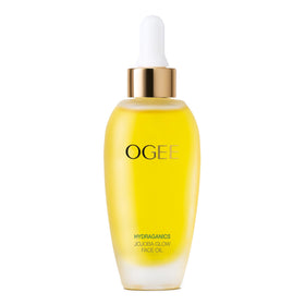 Ogee jojoba glow front bottle showing label and compact 30ml size benefit