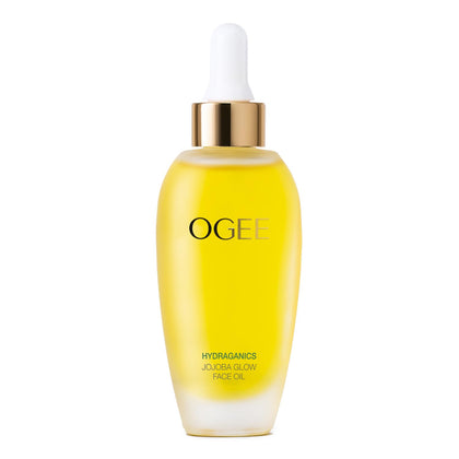 Ogee jojoba glow front bottle showing label and compact 30ml size benefit