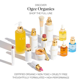 Ogee packaging label detail focusing on ingredient callouts and organic certification benefit