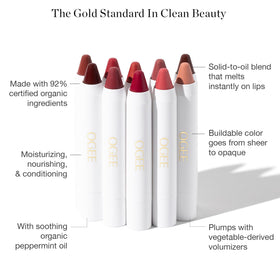 Ogee ROSALIA on lips dusty rose swipe for natural color boost
