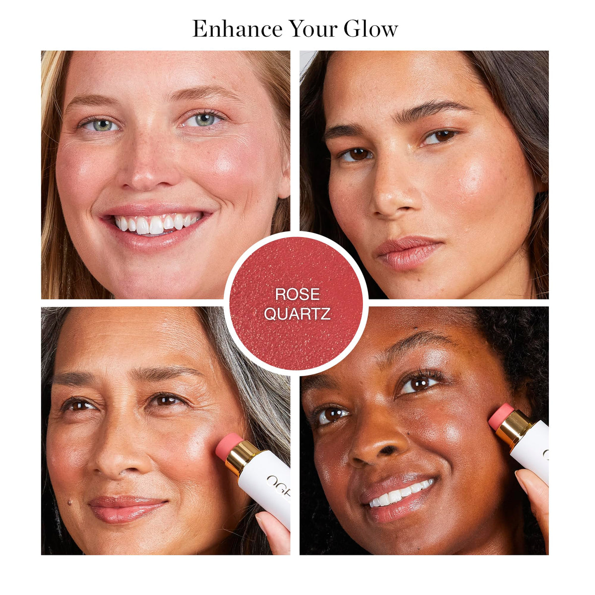 Ogee cream blush stick texture close-up demonstrating blendability