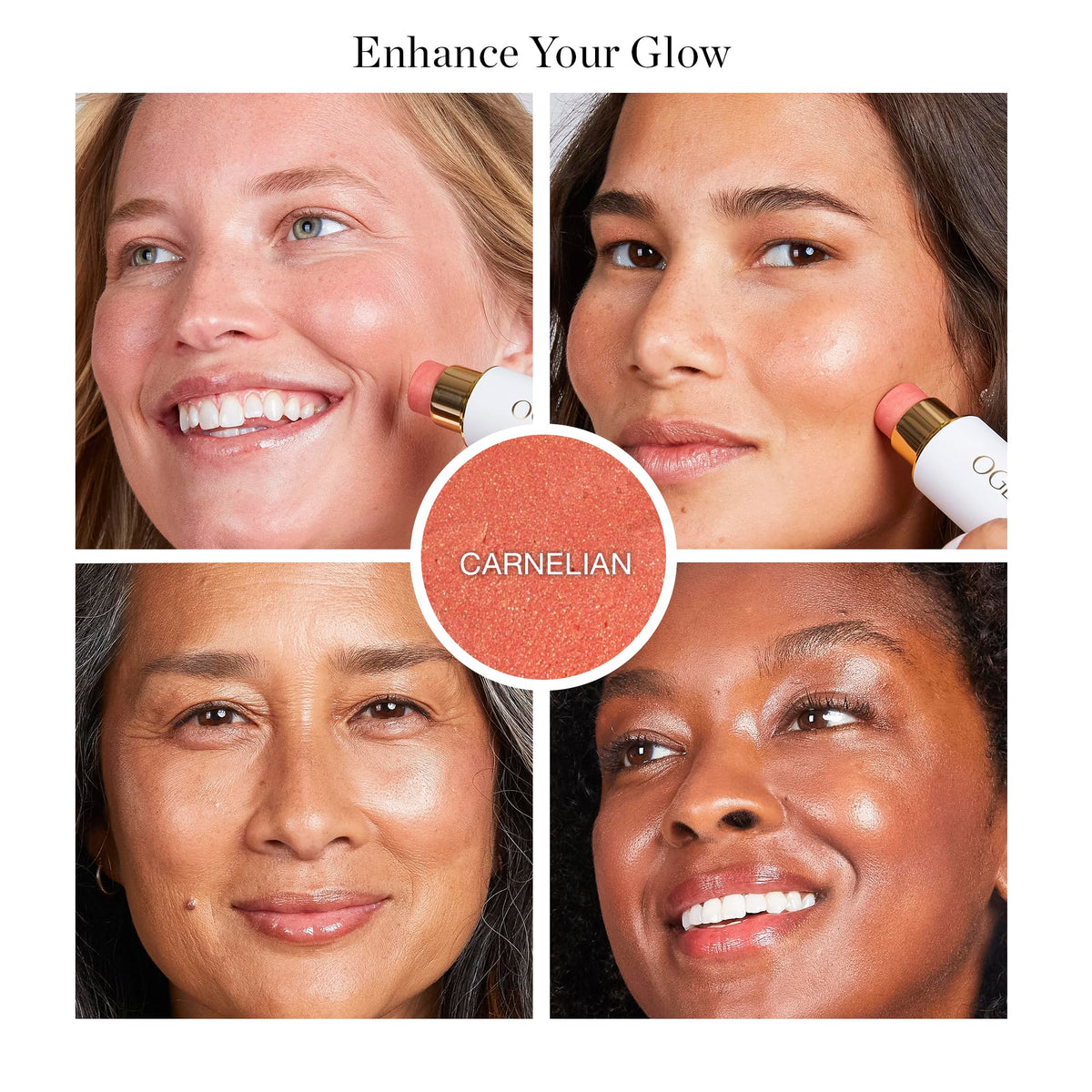 Ogee Sculpted Face Stick opened and twisted revealing product tip for precise application
