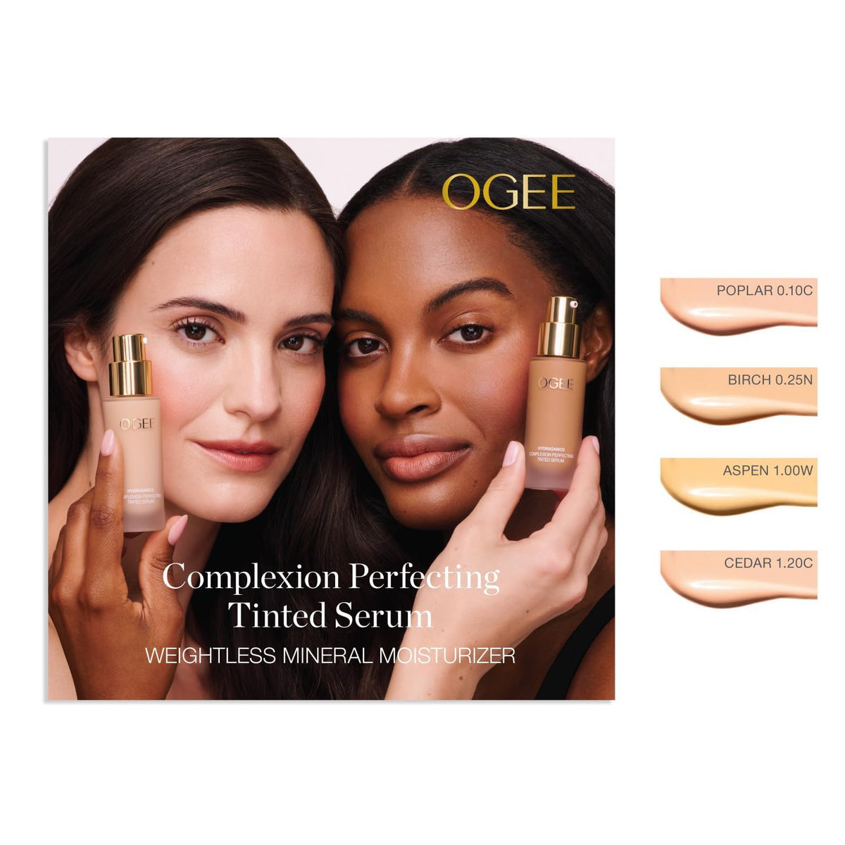 Ogee before and after on skin demonstrating subtle evening and brightening