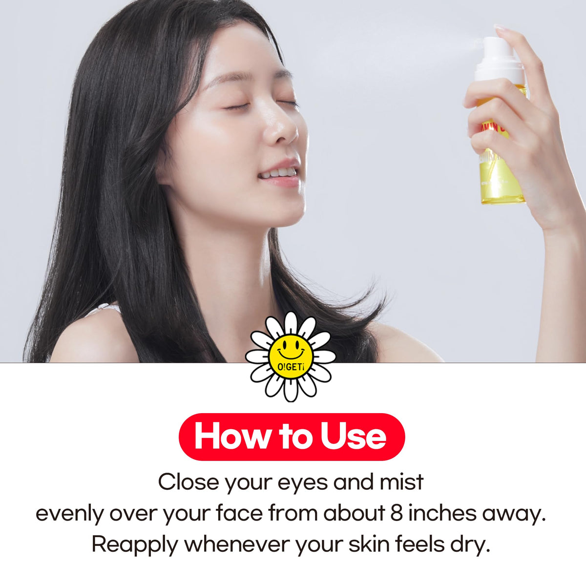O!GETi on bathroom vanity styled for daily skincare routine radiance