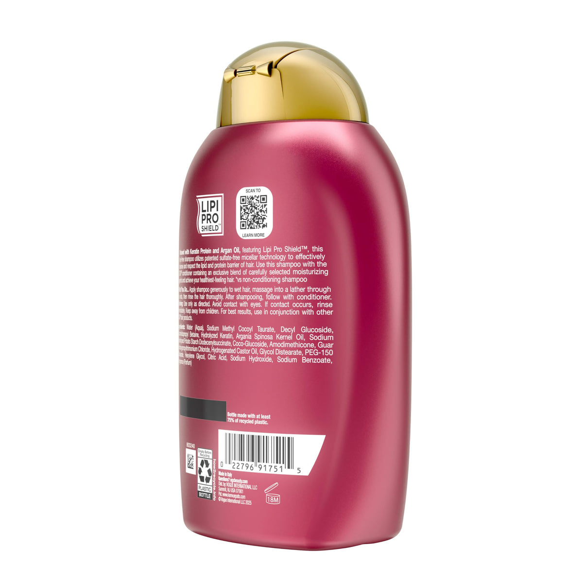 OGX 385ml bottle in hand for size scale and convenience benefit
